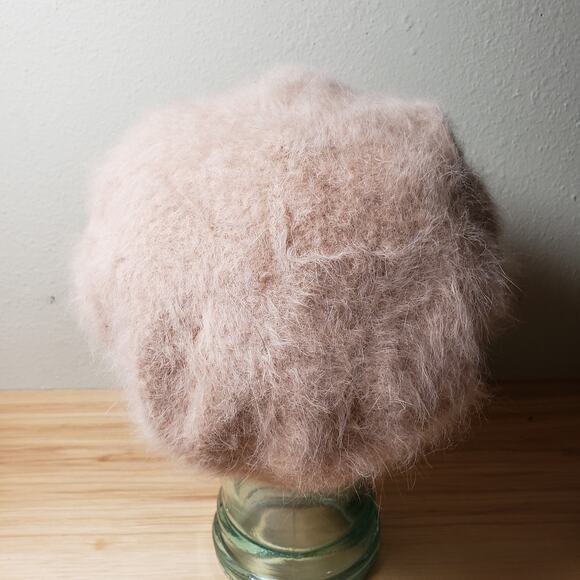 Vintage Women's Angora And Wool Fashion Baret Hat Beige Cream Winter Old Money - Picture 4 of 9